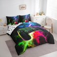 thumbnail image 3 of Manfei Gaming 7-Piece Bedding Comforter Set,Red Green Lightning King Bedding Sets,Black Gamepad Bed Sheets For Boys Girls,Super Cozy Bedroom Decoration Reversible, 3 of 8