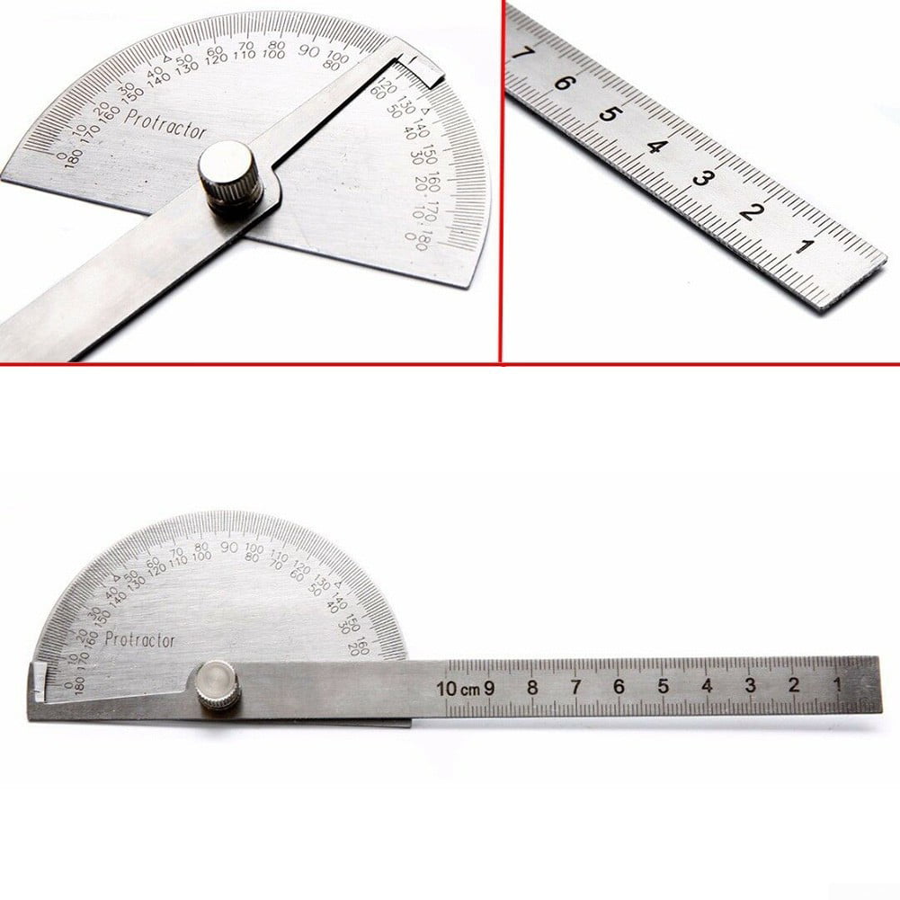 1 Pcs Protractor 0-180° Rotary Angle Finder Stainless Steel Machinist Ruler 
