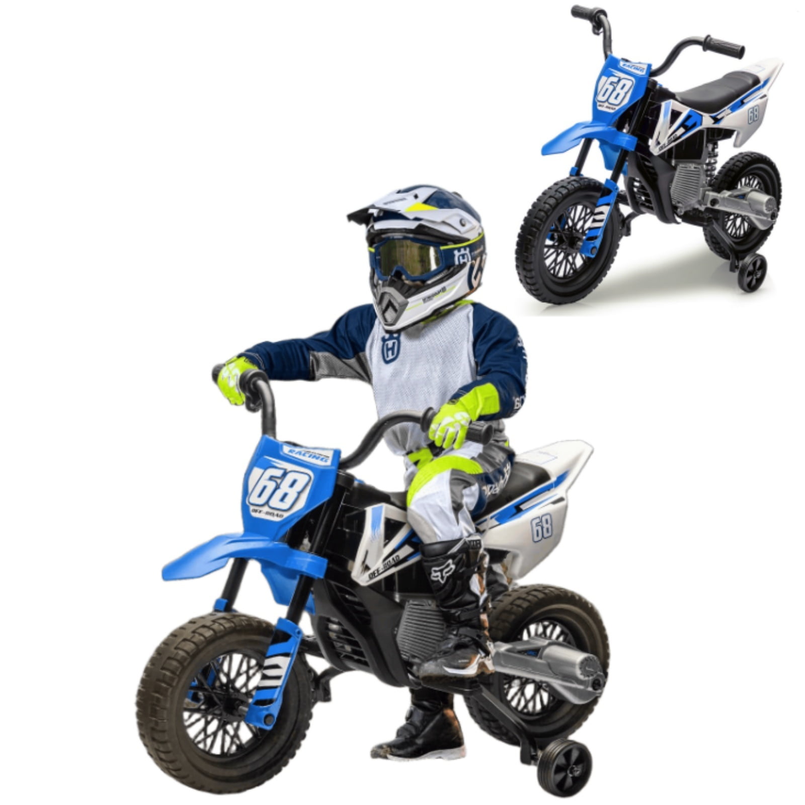 Gymax 12V Kids Ride On Motorcycle w/ Headlight & Training Wheel