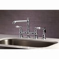 thumbnail image 3 of Kingston Brass KS7271PLBS English Country 8-Inch Bridge Kitchen Faucet with Sprayer, Polished Chrome, 3 of 9