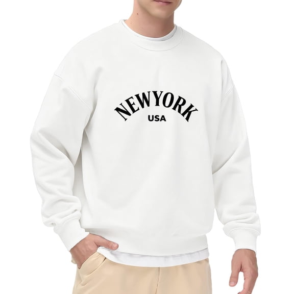 New York USA Graphic Crewneck Sweatshirt with Long Sleeves Men’s and Big Men’s Pullovers Top Oversized Casual Comfy Fall Fashion Outfits Clothes