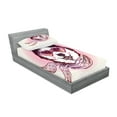 thumbnail image 2 of Ambesonne Animal Fitted Sheet & Pillow Sham Set, Hipster Husky Dog Hearts, Twinxl, Pink Cream Black, 2 of 2
