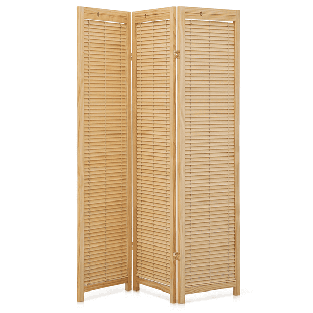 Magshion 5.6 ft Foldable Room Divider, 3 Panel Adjustable Shutter, Wood ...