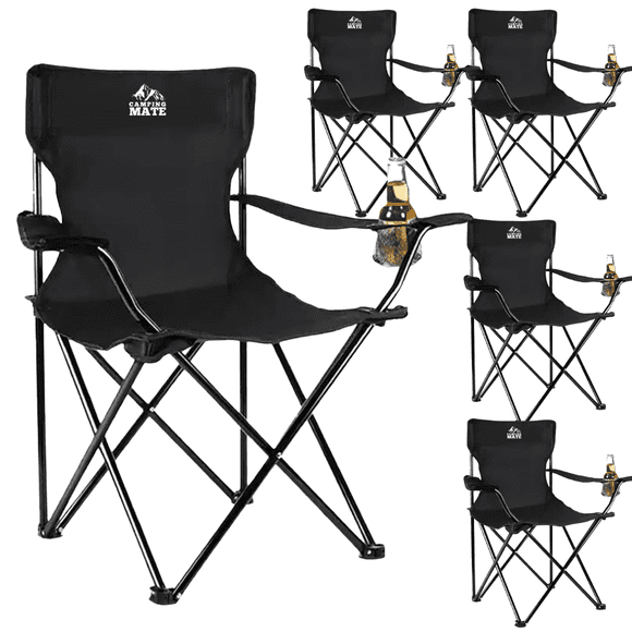 5 Sillas De Playa Alberca Camping Exterior Plegable Y Funda negro