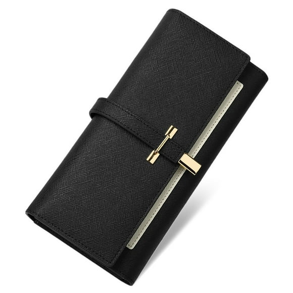 CLUCI Leather Wallet for Women Slim Designer Trifold Ladies Credit Card Holder Black