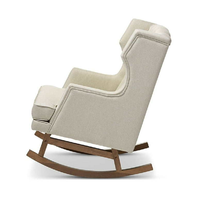 Baxton Studio Iona Mid-century Retro Modern Light Beige Fabric Upholstered Button-tufted Wingback Rocking Chair Baxton Studio Iona Mid-century Retro Modern Light Beige Fabric Upholstered Button-tufted Wingback Rocking Chair