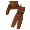 thumbnail image 4 of XXWXYD Clothing Set for Girls Girls Leaky Navel High Waisted Sweater Vest Trousers 3 Piece Set for Classic Fashion Breathable(9-12 Months,Coffee), 4 of 9