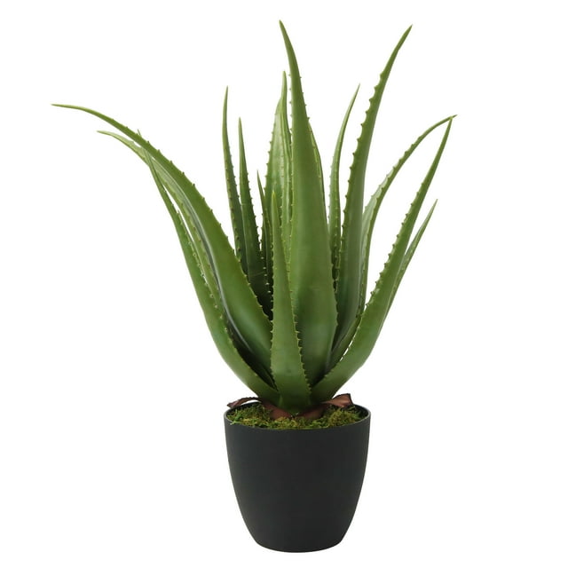 Artificial Aloe Fake Plant with Black Planter for Indoor Outdoor Decor