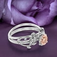 thumbnail image 2 of Gorgeous Vine Leaf Ring, Boho & hippie 1.00 Carat Round Cut Morganite And Diamond Moissanite Engagement Ring, Bridal Ring, Twig Ring, Wedding Ring in 925 Sterling Silver With 18k White Gold Plating, 2 of 3