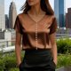 thumbnail image 5 of Eres Más Que Una Camisa de Puntuación de Prueba Moda de Verano de Mujer Color Sólido Casual Cuello en V Top de Manga Corta Mujeres Tops de Verano Casual, 5 of 5