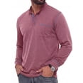 thumbnail image 4 of JWD Mens Long Sleeve Henley Shirt Casual Button Neck T Shirt with Chest Pocket Red 2XL, 4 of 7