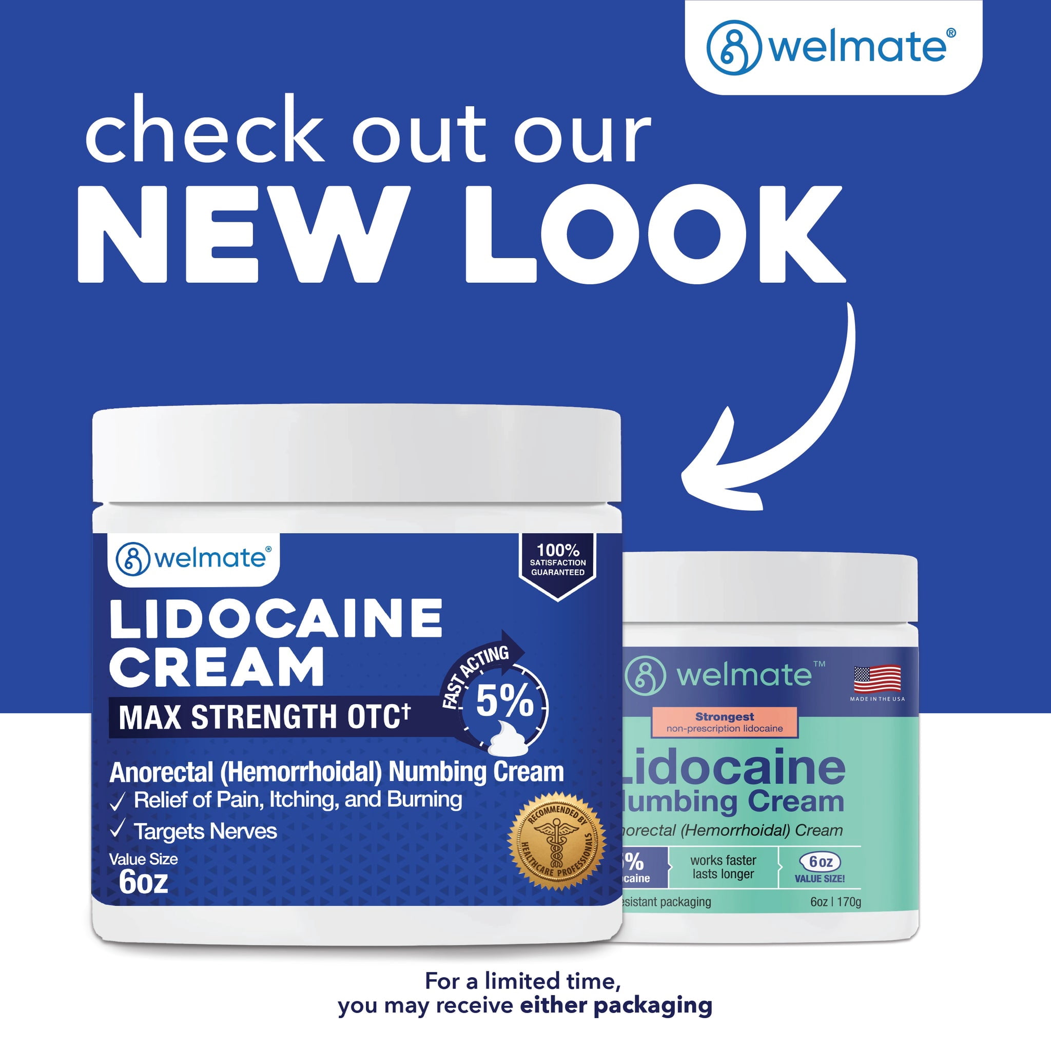 WELMATE 5% Lidocaine Cream, Pain Management, Numbing Cream, 6oz