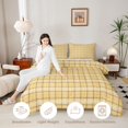 thumbnail image 3 of Manfei Vintage Grid Full Size Comforter Sets,Modern Check Bedding Comforter Set,Yellow Brown,Reversible,3pcs,1 Comforter and 2 Pillowcases,3pcs,1 Comforter and 2 Pillowcases, 3 of 7