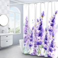 thumbnail image 2 of Lavender Shower Curtain, Purple Lavender Floral Shower Curtain Set, Watercolor Plant Leaves Flower Shower Curtains for Bathroom, Waterproof Fabric with 12 Hooks, 72 x 72 Inches, 2 of 6