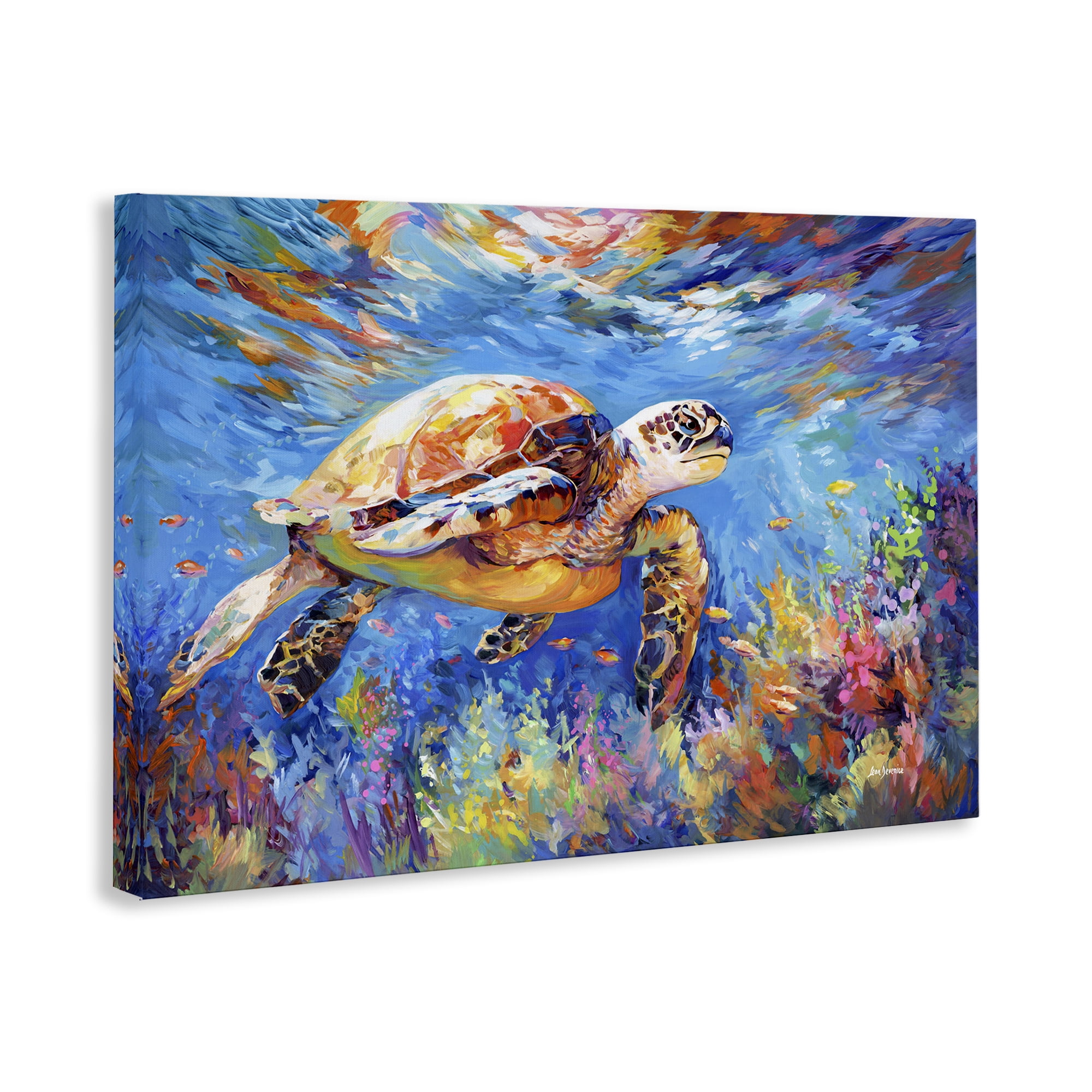 Stupell Industries Sea Turtle's Adventure Animals & Insects Painting Gallery Wrapped Canvas Art Print Wall Art, 36 x 24