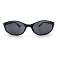 thumbnail image 5 of Trendy Retro 90s Fashion Thin Plastic Rectangular Oval Wrap Sunglasses [All Black], 5 of 8