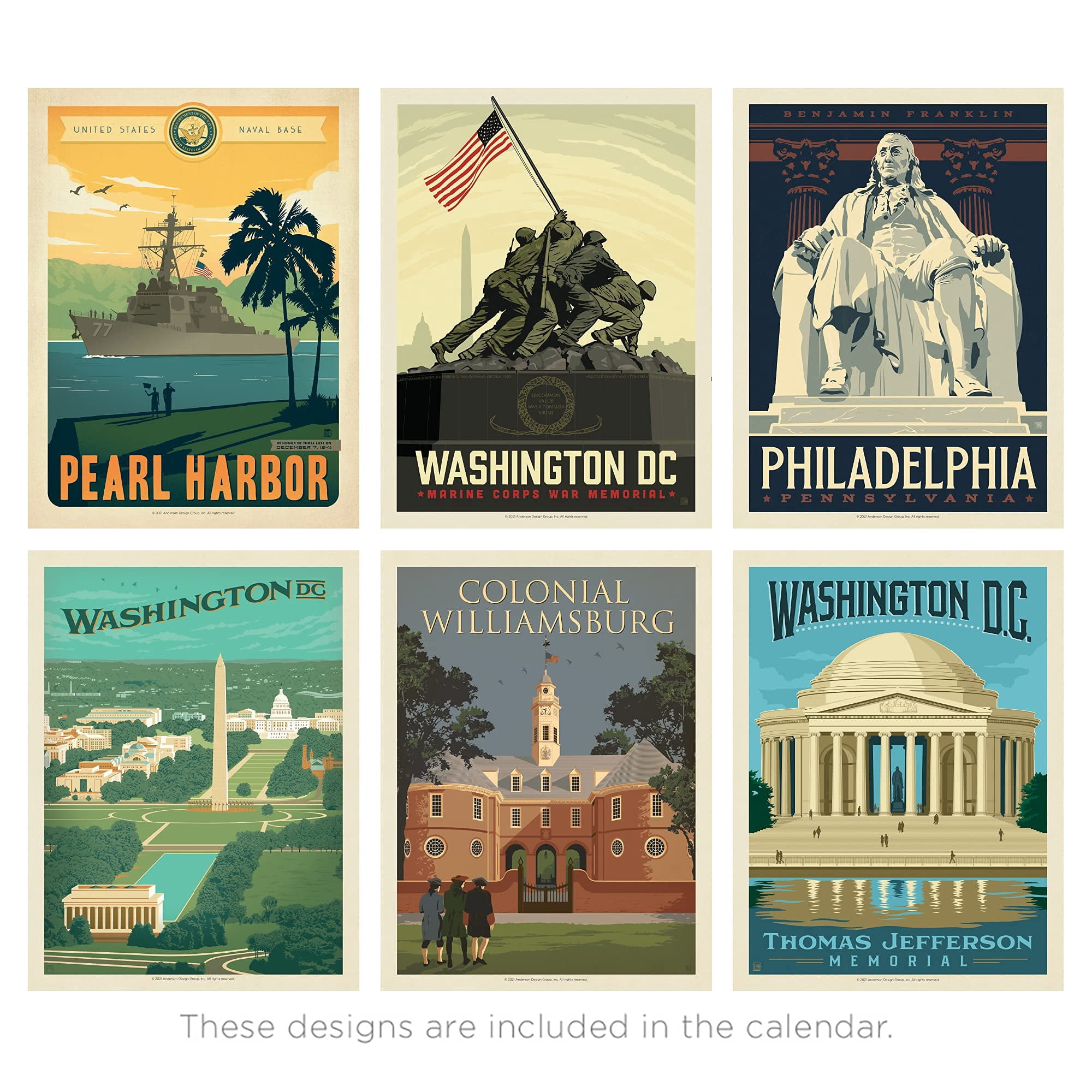 Americanflat 18 Month Wall Calendar - August 2021 to January 2023 - American Patriotism Design, 10 x 26 Inches