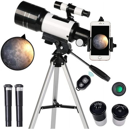 Refractor Telescope for Kids and Beginners  70mm Aperture 300mm Astronomical  Tripod and Finder Scope  Portable Travel Telescope with Smartphone Adapter and Wireless Remote