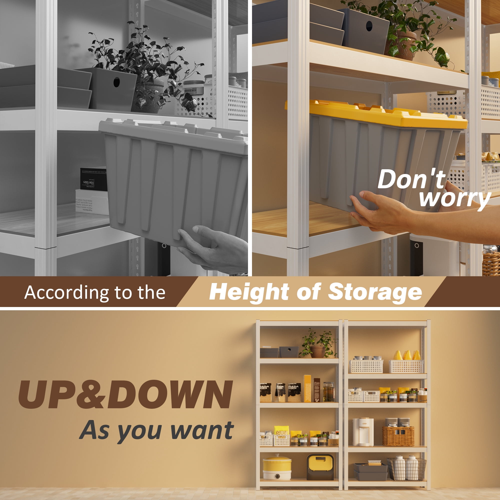 VDEVY 72" H Closet Storage Shelves 5 Tier White Metal Storage Shelving Adjustable Heavy Duty Garage Shelves Utility Rack Organizer Shelf for Kitchen Pantry