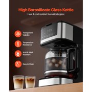 KFFKFF Programmable 12-Cup Drip Coffee Maker with Touch Screen, 4-Hour Keep Warm Function, Adjustable Brew Strength, and 24-Hour Timer for Home Use