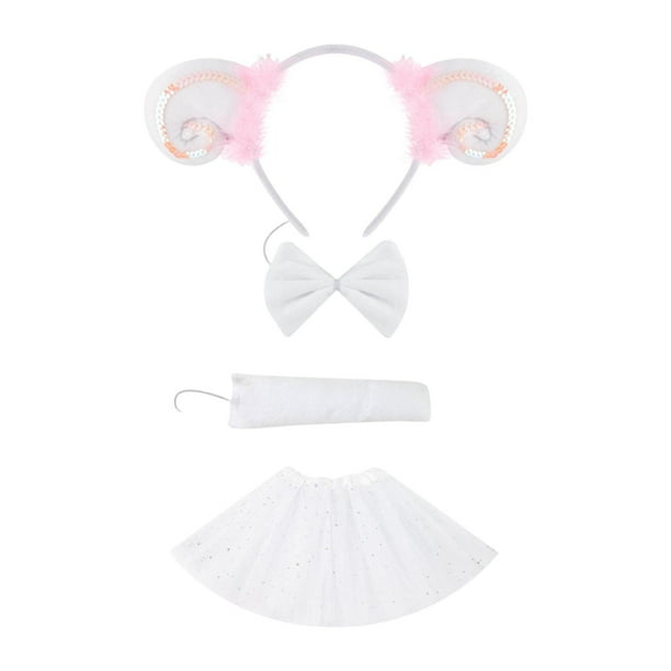 Conjunto de disfraz de cordero con pajarita para cumpleaños, Halloween, fiesta de anime, festividades, juego de roles blanco rosa