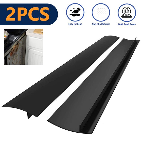 Silicone Stove Gap Covers (2 Pack), Heat Resistant Oven Gap Filler Seals Gaps Between Stovetop and Counter, Easy to Clean (21 Inches, Black)