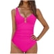 thumbnail image 2 of Trajes de baño de una pieza para mujer, traje de baño de bikini con tirantes y espalda descubierta de color liso para mujer, 2 of 5