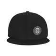 thumbnail image 2 of DouZhe Flat Brim Cap Snapback Hat, Abstract Circle Letter S Prints Adjustable Black Adult Baseball Cap, 2 of 7