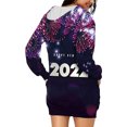 thumbnail image 4 of ICHUANYI Clearance Fashion Women Hooded Dress Pullover Long Sleeve Printing Pocket Casual Sweatshirt Dress(Purple, XXL) ICHUANYI WER2023081501193, 4 of 6