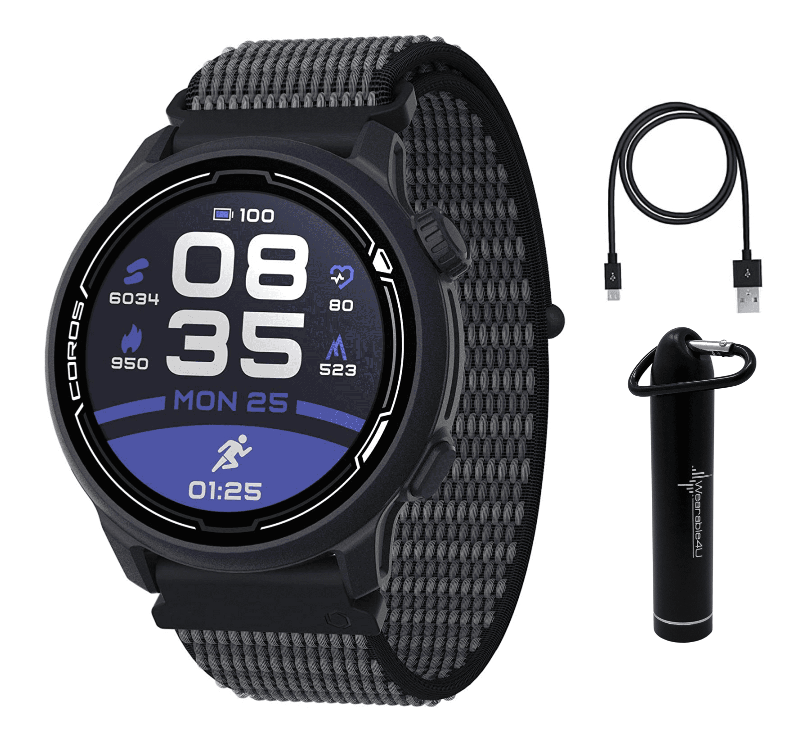 Coros PACE 2 Premium GPS Sport Watch with Nylon Band with Power Bank Bundle  (Navy - Nylon Strap) WPACE2-NVY-N