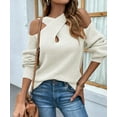 thumbnail image 2 of CoCopeaunts Cold Shoulder Sweaters for Women Fall Winter Fashion Long Sleeve Casual Criss Cross Pullover Tops, 2 of 6
