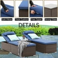 thumbnail image 5 of 3 PCS Patio Chaise Lounge Outdoor Lounge Chair Patio Reclining Chair with Coffee Table Cushion&Pillow 5 Angle Adjustment PE Rattan Chair for Courtyards Poolside Garden (Blue), 5 of 7