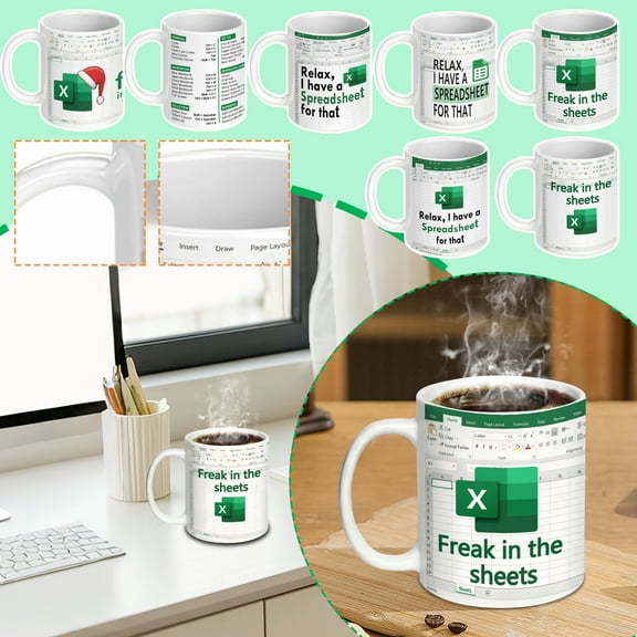 Funny Excel Coffee Mug, Freak In The Sheets Mug, Spreadsheet Excel Cup, Gifts for CPA CFO Coworkers Accounting Boss Friends, Novelty Gifts for Birthday Christmas New Year Men Women(F)