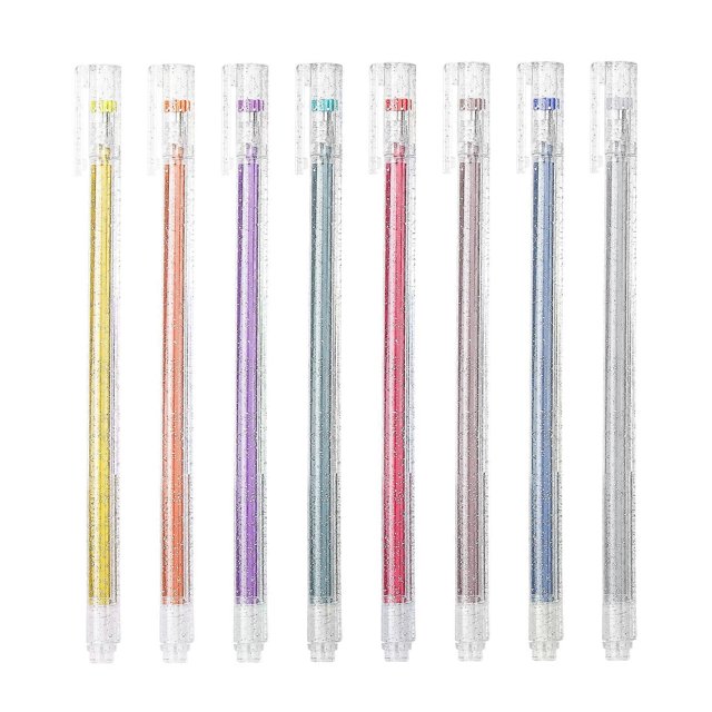 8Pcs Gel Pen Set Glitter Pearl Paint Art Markers Adult Coloring Drawing Writing Craft Tool