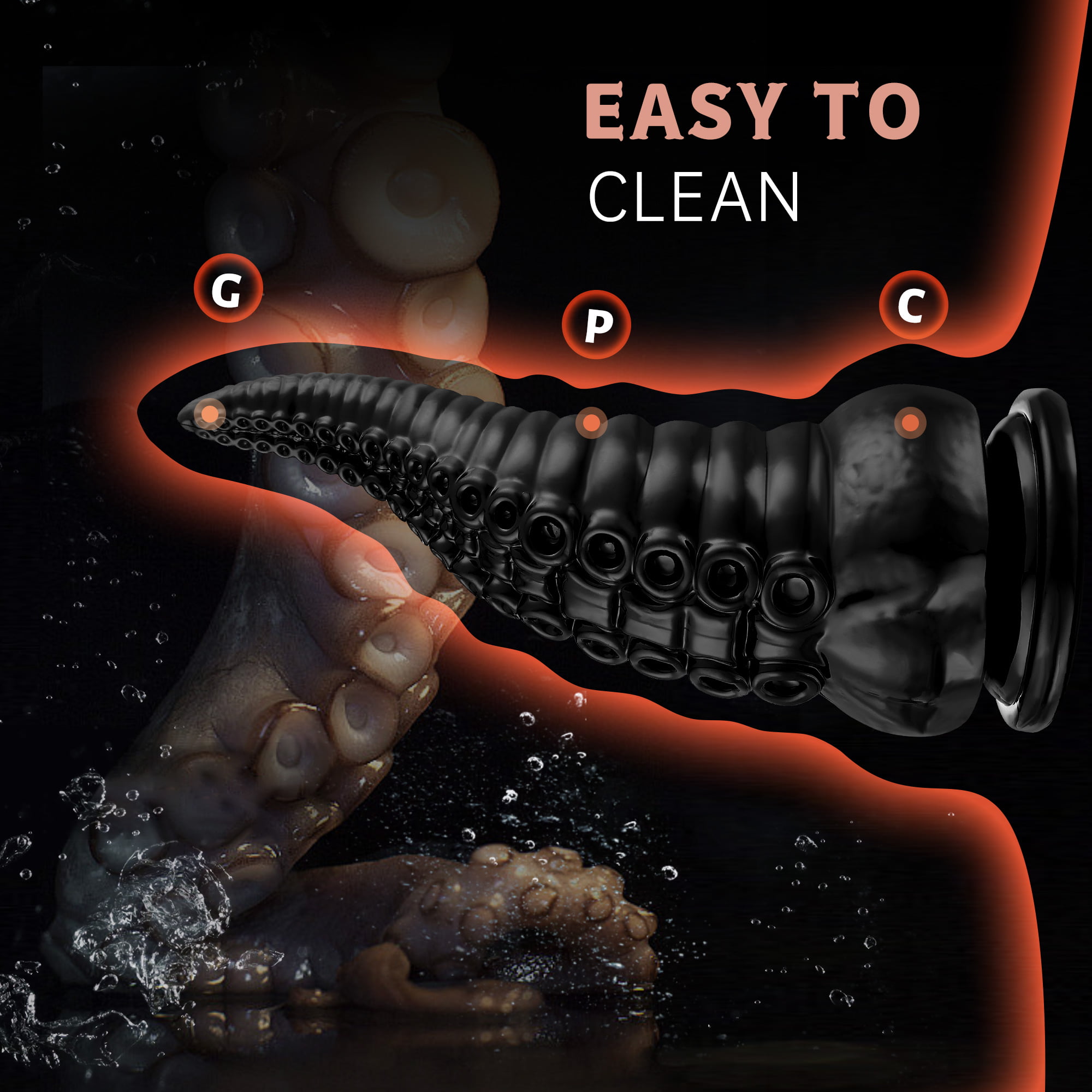 Jaffen Dildo 7.5 Inch Sex Toys Octopus Tentacle Adult Toy with Suction Cup, Hands-free Play G Spot Stimulator for Women and Men Anal Play, Black picture picture