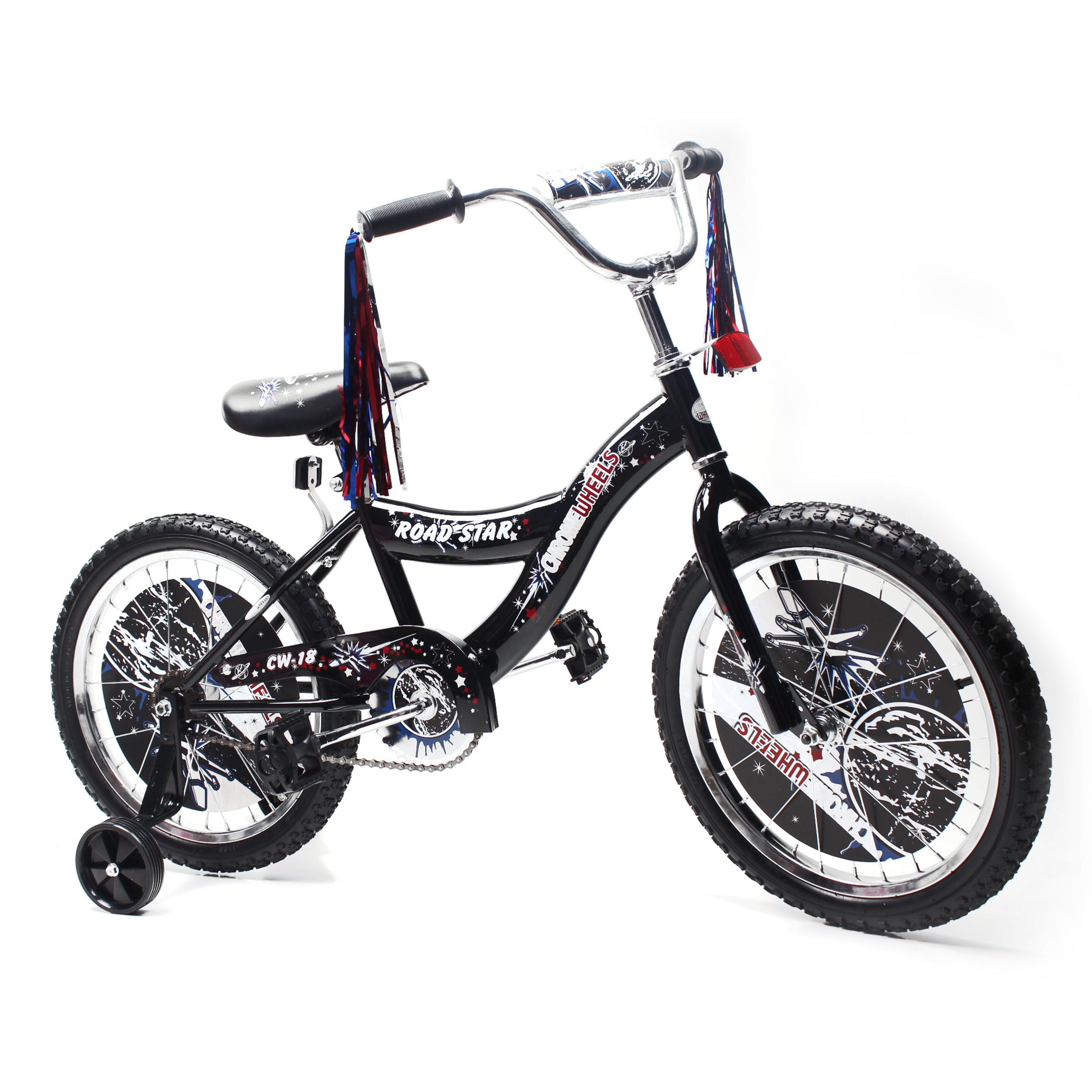 Boys Bike Kids Bicycle BMX Steel Frame 18-Inch Cycling w/ Training Wheels Pedal 
