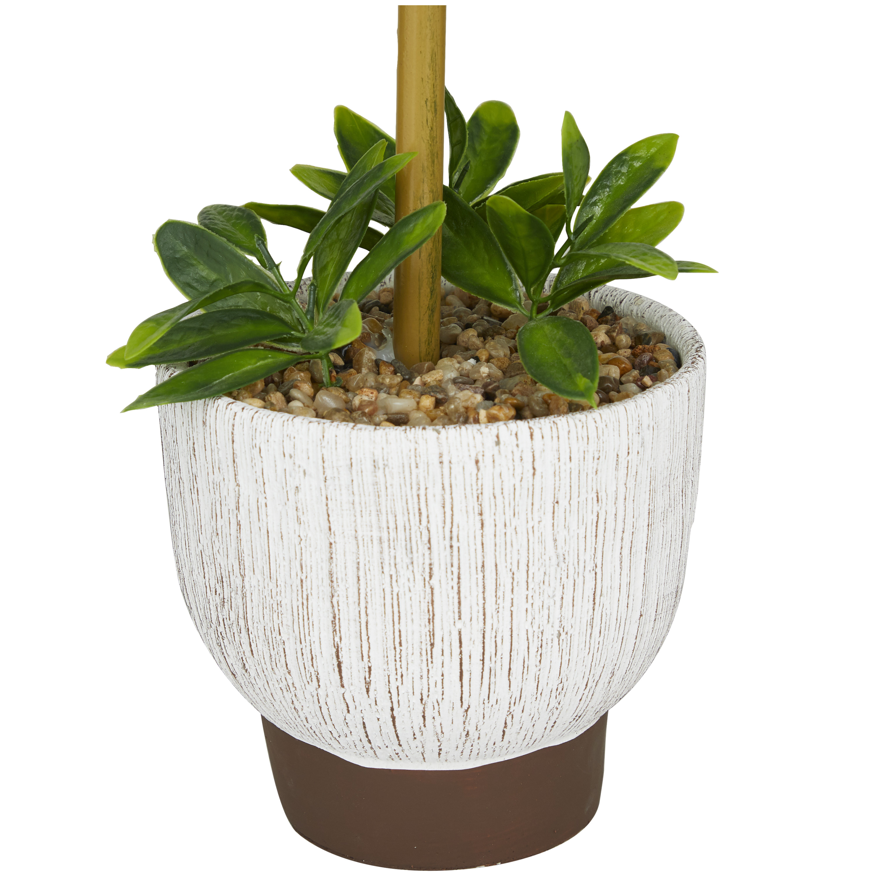 DecMode 27" Boxwood Ball Artificial Topiary in Realistic Leaves and White Cement Pot