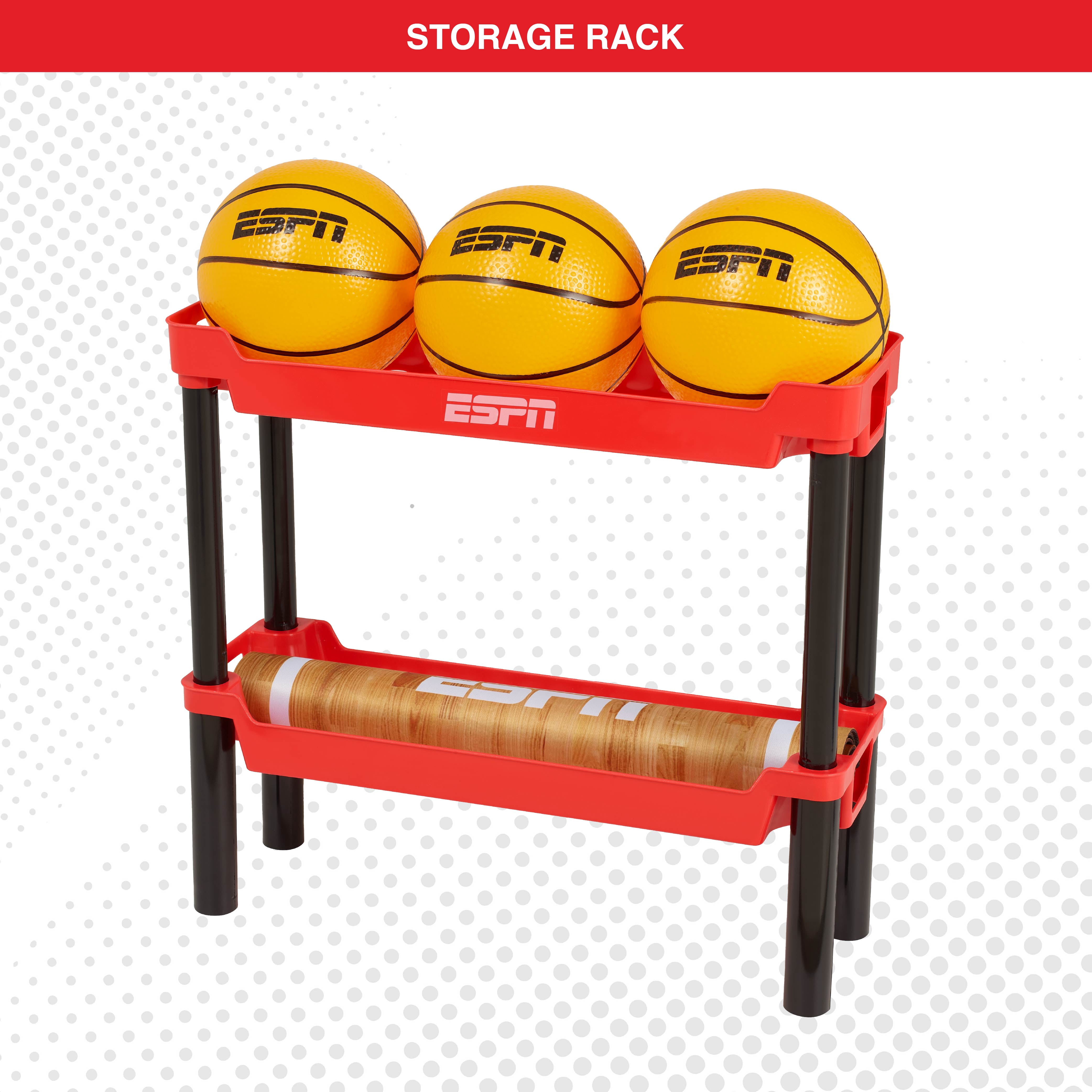 ESPN My First Free Throw Toddler Basketball Court, Includes 3 Mini Basketballs, Ball Rack, Play Mat