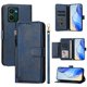thumbnail image 1 of Funda para HMD Pulse Plus con cremallera tipo cartera, tarjetero, marco de fotos, soporte y cordón, de piel sintética. azul, 1 of 5
