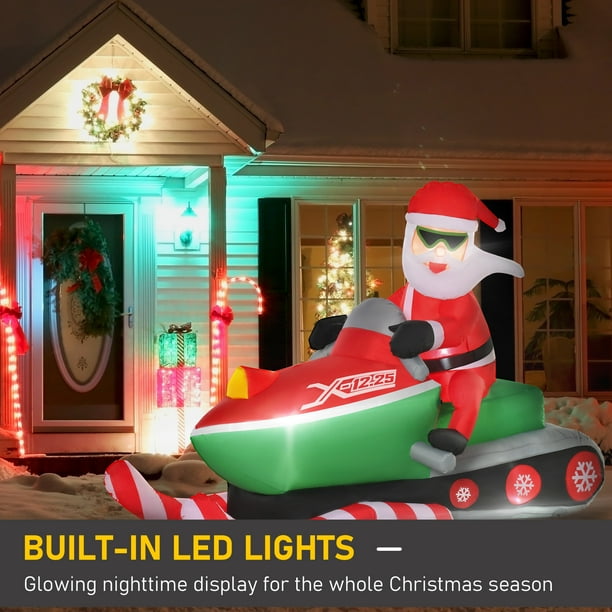 Lampe décorative LED Merryville, Père Noël à moto
