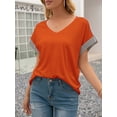 thumbnail image 3 of Camiseta holgada de empalme a rayas para mujer, blusa de verano de manga corta con cuello en V Abanopi Blusa de mujer, 3 of 7