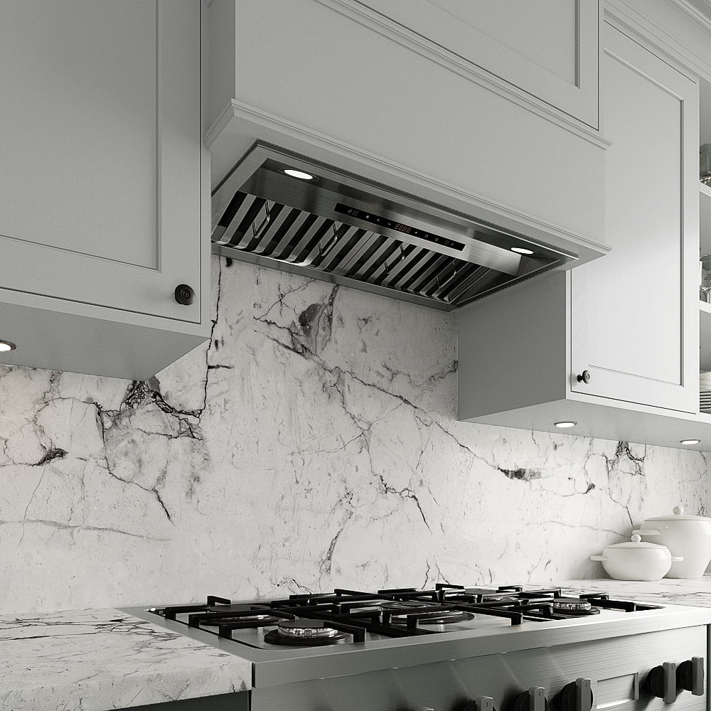 Streamline 28 in. Lamon Ducted Insert 350 CFM Range Hood in Brushed Stainless Steel with Baffle Filters, Touchpad Control, LED Lights