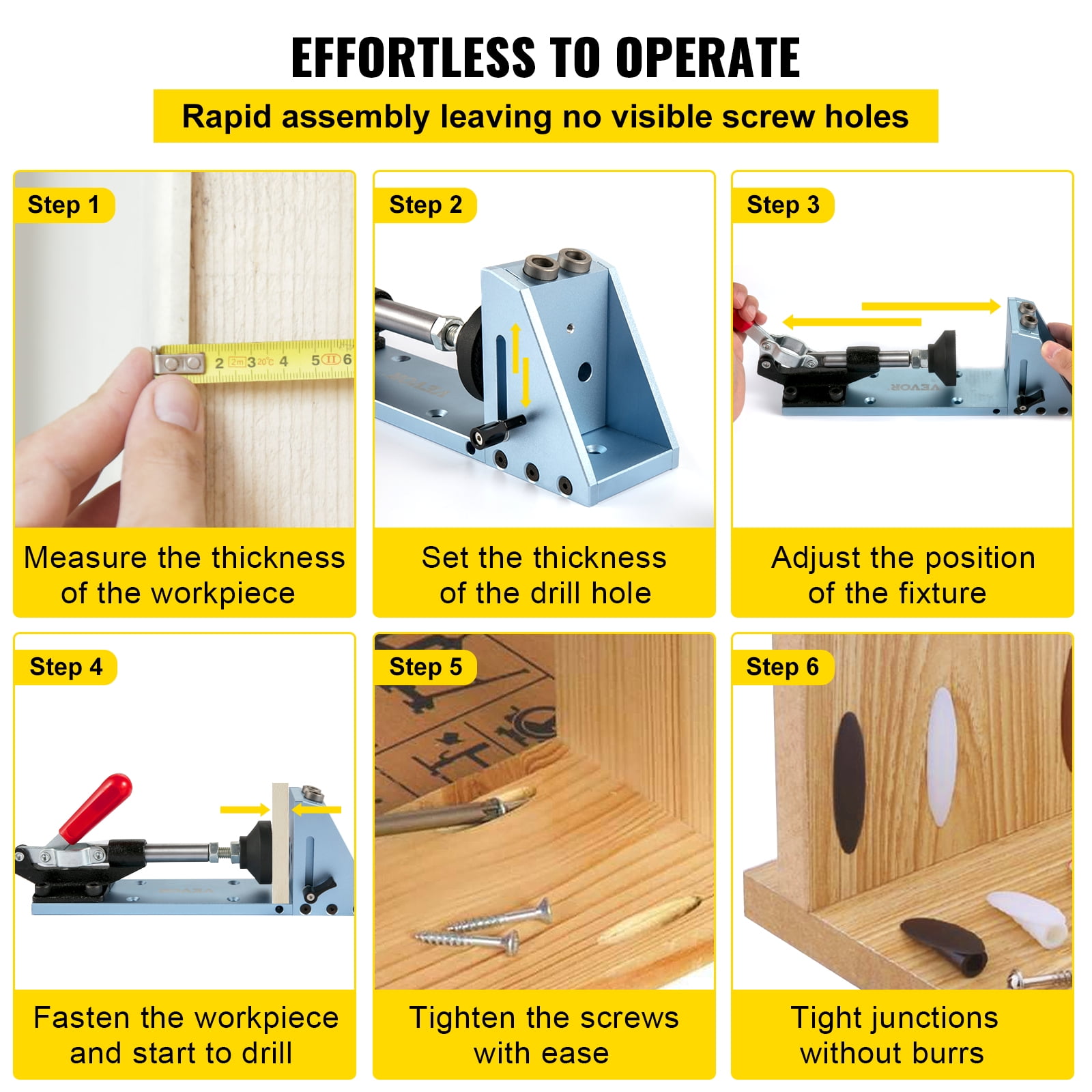 VEVOR Pocket Hole Jig Kit Carpentry Joinery Woodworking System - View #7