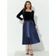 thumbnail image 5 of Blusa De Terciopelo De Color Sólido De Manga Larga Con Cuello Cuadrado Y Traje Navideño Para Mujer Azul Profundo M, 5 of 5