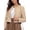 Khaki, variant on Tweed Blazer Jackets for Women with Pockets,Cropped Long Sleeve,Collarless,Crew Neck,Real Pocket,Luxury,Pearl Shape Button Closure