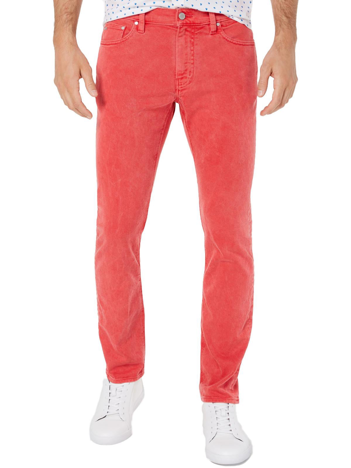 Michael Mens Denim Stretch Slim Jeans Red 32/32 - Walmart.com