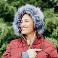 thumbnail image 4 of ActionHeat Women's 5V Battery Heated Long Puffer Jacket W/ Fur Hood - Wine - XS, 4 of 9