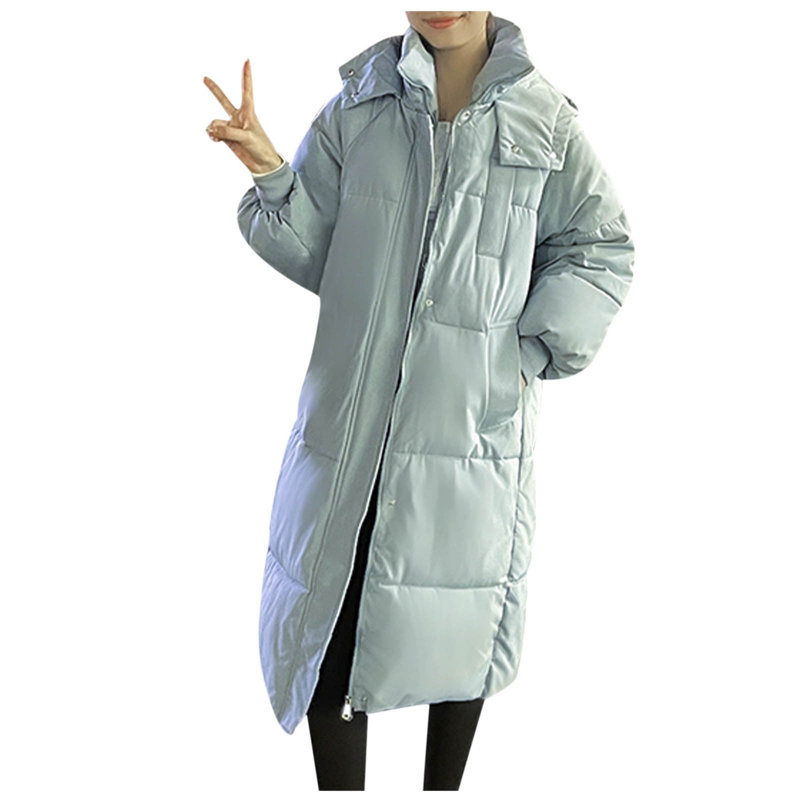 Women's Down Jacket Deals! Verugu Women's Winter Thicken Puffer Coat  Outdoor Plus Size Ski Jackets Winter Thickened Cold Proof Knee Length Warm  Outwear Overcoat Plush Trench Jacket Coats Light Blue L -