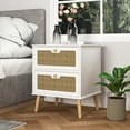 thumbnail image 2 of Resenkos White Nightstand for Bedroom with Drawer, Wood Rattan Bedside Table Living Room Side Table, 2 of 9