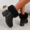 thumbnail image 6 of Xiaoxatg Ladies Fashion Winter Suede Leopard Pattern Side Zipper Short Boots with Thick Heel for Women 8 Black, 6 of 9